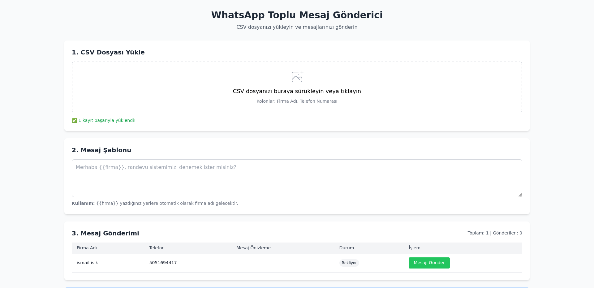 WhatsApp Bot Ana Arayüz